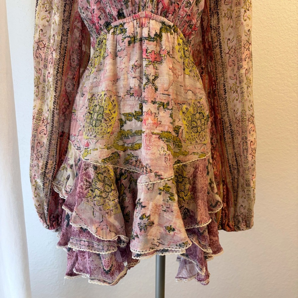 Hemant & Nandita Maya Mini Dress XL Open Back Tiered Ruffle Boho Party Resort - Picture 5 of 16